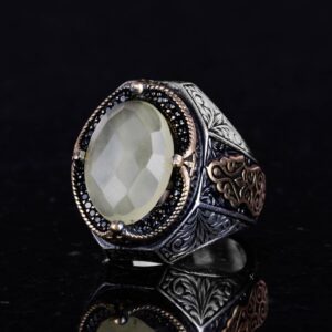 Doğal Limon Topaz Taşlı Yüzük - 925 Ayar Sert Gümüş Yüzük - Görsel 5