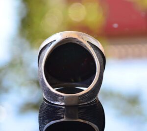 Gerçek Doğal Kan Taşı Yüzük, Katı Gümüş Yüzük, Bin Men Yüzük, Yeşil - Görsel 8