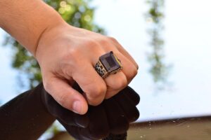 Gerçek Doğal Safir Taş Yüzük, El Yapımı Doğal Taş Takı, 925 Ayar Gümüş Yüzük erkekler için - Görsel 7