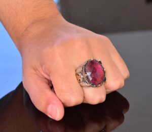 Gerçek Yakut Doğal Taş Yüzük, 16.80 Karat, Pençe Yüzük - Görsel 7