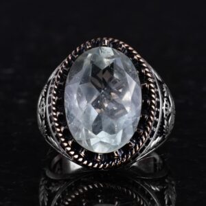 Gerçek Doğal Taş Yüzük - El Yapımı Kartal Yüzüğü - 925 Ayar Gümüş Yüzük (Yeşil Ametist) - Görsel 3