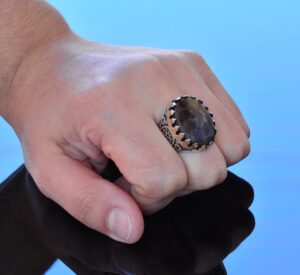 Gerçek Doğal Safir Oval Taş Yüzük - Gümüş Erkek Yüzüğü - Görsel 7