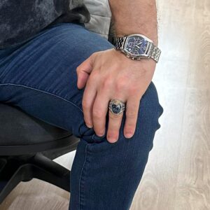 Doğal Pietersite Taşlı Yüzük, 925 Ayar Sert Gümüş Yüzük Erkekler İçin, Tasarım Gümüş Erkek Yüzüğü - Görsel 3