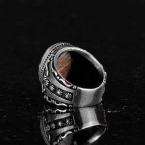 Doğal Pietersite Taşlı Yüzük, 925 Ayar Sert Gümüş Yüzük Erkekler İçin, Tasarım Gümüş Erkek Yüzüğü - Görsel 7