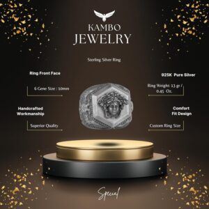 Medusa Motifli 925 Ayar Gümüş Yüzük, Cesur Sembol Yüzük - Görsel 2