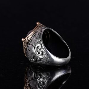 925 Ayar Gümüş El Yapımı Erkek Yüzük - Çeşitli Doğal Taşlarla Mevcut (Granat) - Görsel 5