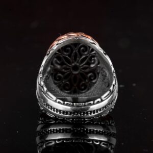 Gümüş Erkek Yüzük, Doğal Qianhai Jade Taş Yüzük - Görsel 5