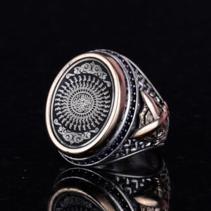 El Yapımı İslami Yüzük, 925 Ayar Gümüş Erkek Yüzüğü - Görsel 5