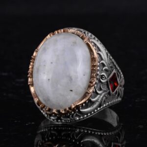 Gerçek Doğal Taş Yüzük - El Yapımı 925 Ayar Gümüş Yüzük - El Yapımı Yüzük (Aydan Taşı) - Görsel 6