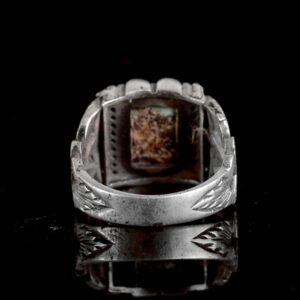 Dikdörtgen Gümüş Yüzük, 925 Doğal Arizona Turkuaz Taşlı Yüzük - Görsel 6