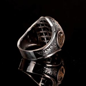 Erkekler için 925 Ayar Gümüş Yüzük - Doğal Taşlı Yüzük - (Yeşil Kan Taşı) - Görsel 5