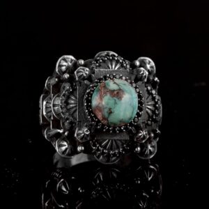 925 Ayar Gümüş Erkek 3D Camii Yüzük, Doğal Arizona Turkuaz Taşı ile - Cesur ve Spiritüel Tasarım, Günlük Kullanım ve Özel Günler İçin İdeal (Stil-2) - Görsel 2