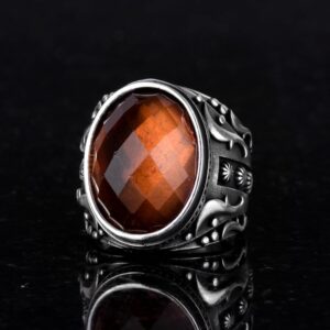 Sultanite Yapay Taş Yüzük, 925 Ayar Gümüş Yüzük, Tasarım Gümüş Erkek Yüzüğü - Görsel 4