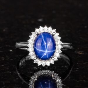 Gerçek Doğal Taşlı Gümüş Kadın Yüzük - Şık Tasarım (Star Sapphire) - Görsel 4