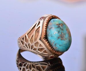 Gerçek Doğal Arizona Turkuaz Taş Yüzük, Sterlin Gümüş Yüzük, Sultan Yüzüğü - Görsel 5