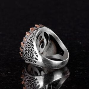 925 Ayar Katı Gümüş Erkek Yüzük Doğal Taşlarla - El Yapımı Şıklık (Kesilmiş Akuamarin Taşı) - Görsel 5