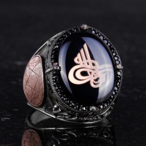 925 Ayar Gümüş El Yapımı Erkek Yüzük - Davud Yıldızı Yüzüğü (Küçük Osmanlı Tuğrası) - Görsel 5