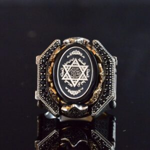 David Yıldızı Gümüş Yüzük, Süleyman Mührü Yüzük, Zirkon Taşlı Gerçek Gümüş Takı - Görsel 3