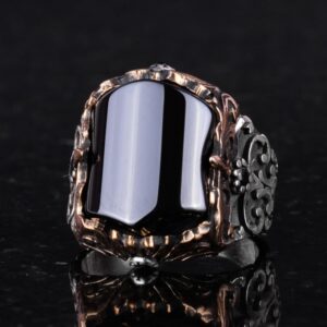 El Yapımı 925 Ayar Gümüş Erkek Yüzük - Farklı Tasarım (Oluşturulmuş Oniks) - Görsel 6