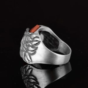 Sterling Gümüş Erkek Aslan Hayvan Yüzüğü - Yapay Goldstone Taşı ile El Yapımı - Görsel 7