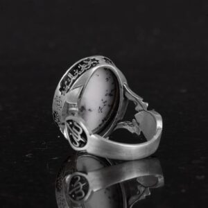 Gerçek Doğal Dendritik Agat Taşı Yüzük - El Yapımı 925 Ayar Gümüş Yüzük - Bilgelik, Koruma ve Maneviyat Sembolü - Görsel 7