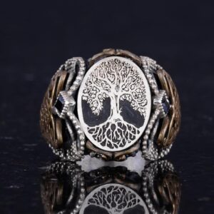 Sterling Gümüş Desenli Yüzük, Amblem - Şahane Kültürel Tasarım (Yggdrasil Hayat Ağacı) - Görsel 5