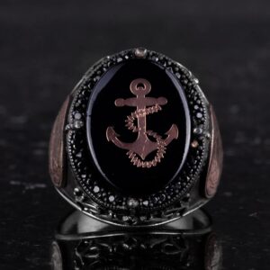 925 Ayar Gümüş El Yapımı Erkek Yüzük - Davud Star Yüzüğü (Çapa) - Görsel 4