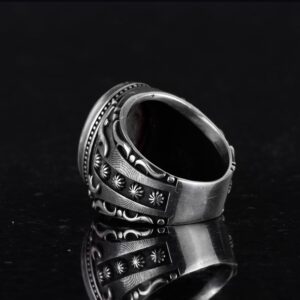 El Yapımı Gerçek Doğal Rodonit Pembe Taşı Yüzük, 925 Ayar Gümüş Yüzük, Erkek Yüzüğü - Görsel 7