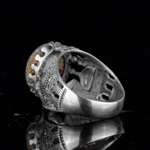 Gerçek Doğal Arizona Turkuaz Taş Yüzük, Cami Detaylı Yüzük, 925 Ayar Gümüş Yüzük (Model-3) - Görsel 7