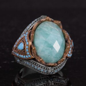 Gerçek Doğal Taş Yüzük - El Yapımı 925 Ayar Gümüş Yüzük (Amazonit) - Görsel 5