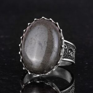 Gerçek Doğal Taş Yüzük - 925 Ayar Gümüş Büyük Yüzük - El Yapımı Yüzük (Pirit) - Görsel 6
