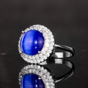 Lacivert Göztaşı Gümüş Yüzük - Kadınlar için Sterlin Gümüş Yüzük (Lacivert Göztaşı) - Görsel 6