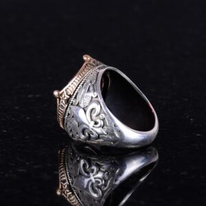 925 Ayar Gümüş Yüzükler Premium Üretilmiş Taşlarla (Kırmızı Paraiba Üretilmiş Taş) - Görsel 4