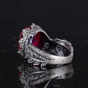 Gerçek Doğal Yıldız Yakut Taşlı Kadın Gümüş Yüzük, Vintage Bohem Tasarım - Görsel 7