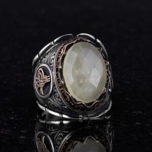 925 Ayar Katı Gümüş Erkek Yüzük, Limon Topaz Taşlı Yüzük - El Yapımı Şıklık - Görsel 4