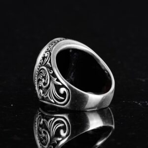 Doğal Oniks Taş Yüzük, 925 Ayar Katı Gümüş Erkek Yüzük - Görsel 7