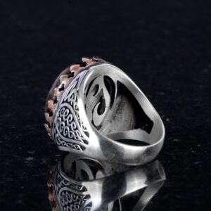 925 Ayar Saf Gümüş Erkek Yüzük - Doğal Taşlarla El Yapımı Şıklık (Mavi Akik Taşı) - Görsel 5