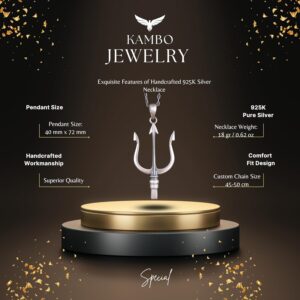 925 Ayar Gümüş Kolye - Savaşçı Kolye - Üç Diş Kolye - Yunan Mitolojisi Kolyesi - Görsel 2