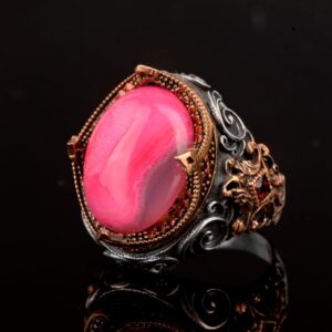 Doğal Drusy Kristal Kuvars Taş Yüzük, 925 Ayar Gümüş Yüzük Erkekler İçin - Görsel 5