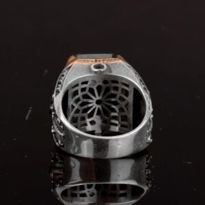 Gerçek Doğal Obsidyen Taş Yüzük, 925 Ayar Gümüş Erkek Yüzüğü - Görsel 5