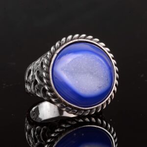 Erkekler için 925 Ayar Gümüş Yüzük ile Doğal Druzy Kuvars Taş - Görsel 5