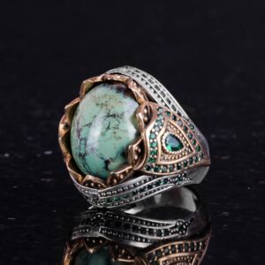 Doğal Arizona Turkuaz Taş Yüzük, Sultan Yüzük, Sterlin Gümüş Yüzük - Görsel 5