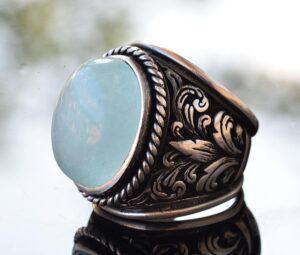 Erkekler için Elmas Taş Koleksiyonu: 925 Ayar Gümüş Yüzükler - Doğal Taş Seçimi (Akuamarin) - Görsel 4