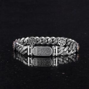 925 Ayar Gümüş Erkek Bilezik, Dönme Motifi, El Yapımı Zincir Bilezik - Görsel 5