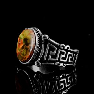 Gerçek Doğal Arizona Turkuaz Taş Yüzük, 925 Ayar Gümüş Erkek Yüzük - Görsel 5