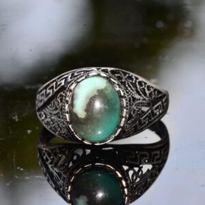 Gerçek Doğal Arizona Turkuaz Taşlı Erkek Yüzük, El Yapımı Mini Yüzük, 925 Ayar Gümüş Yüzük Erkekler İçin (Stil-3) - Görsel 2