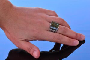 Gerçek Doğal Arizona Turkuaz Taş Yüzük - Gümüş Özelleştirilmiş Erkek Yüzüğü - Görsel 7