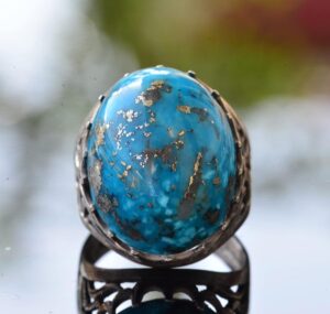 Doğal Arizona Turkuaz Taş Yüzük, 925 Ayar Gümüş Büyük Erkek Yüzük (Model-1) - Görsel 5