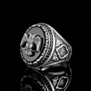 925 Ayar Gümüş Çift Başlı Kartal Simgesi ile Erkek Yüzük - Erkekler için Sembolik ve Güçlü Takı - Görsel 5