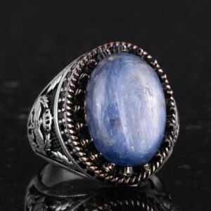 Gerçek Doğal Taş Yüzük - El Yapımı Şahin Yüzük - 925 Ayar Gümüş Kyanit Yüzük - Görsel 5
